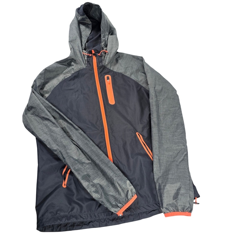 Under Armour‎ HeatGear Mens Large Grey Navy Blue Orange Windbreaker Jacket